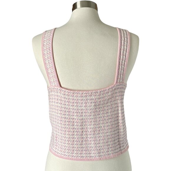 Sandro Daniella Pink Tweed Knit Top Tank - Picture 4 of 9